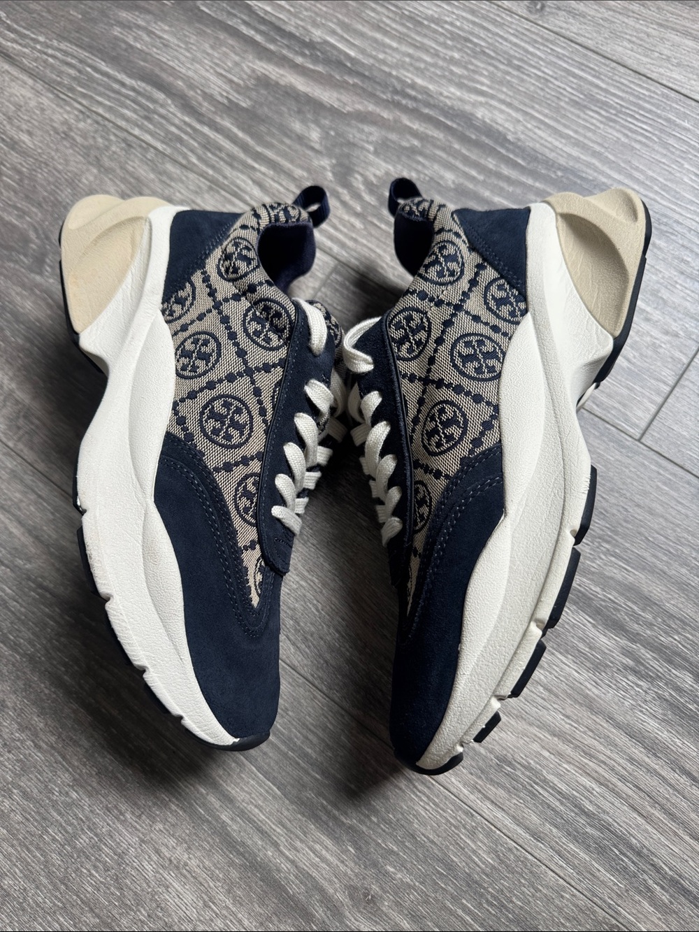 Tory Burch Navy and Cream Patterned women’s Sneakers - Picture 6 of 10